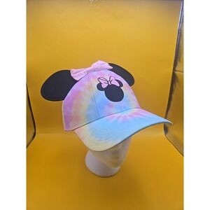 Disney Women's Tie Dye With Satin Bow Minnie Mouse Ear Hat Baseball Embroidered